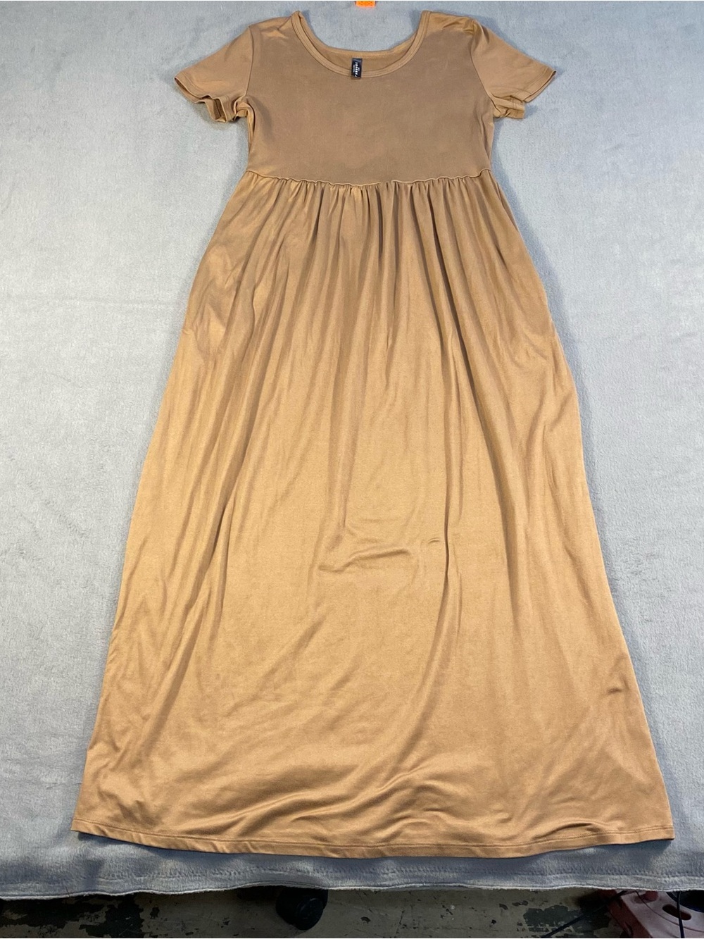 Made by Johnny women’s brown/taupe Short-Sleeve plain casual Maxi Dress, size L